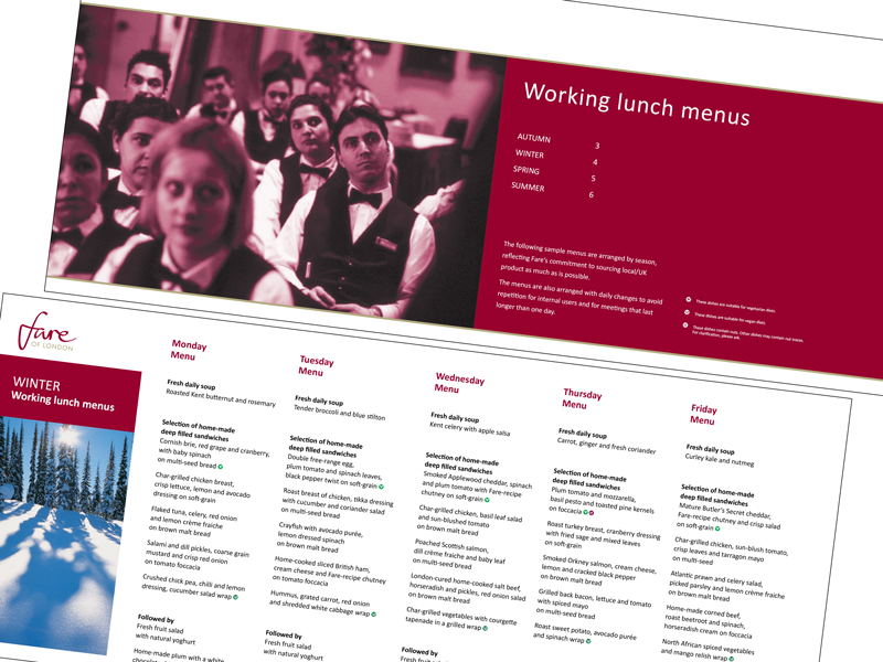 Menu design layout by Freelance Artworker Brighton